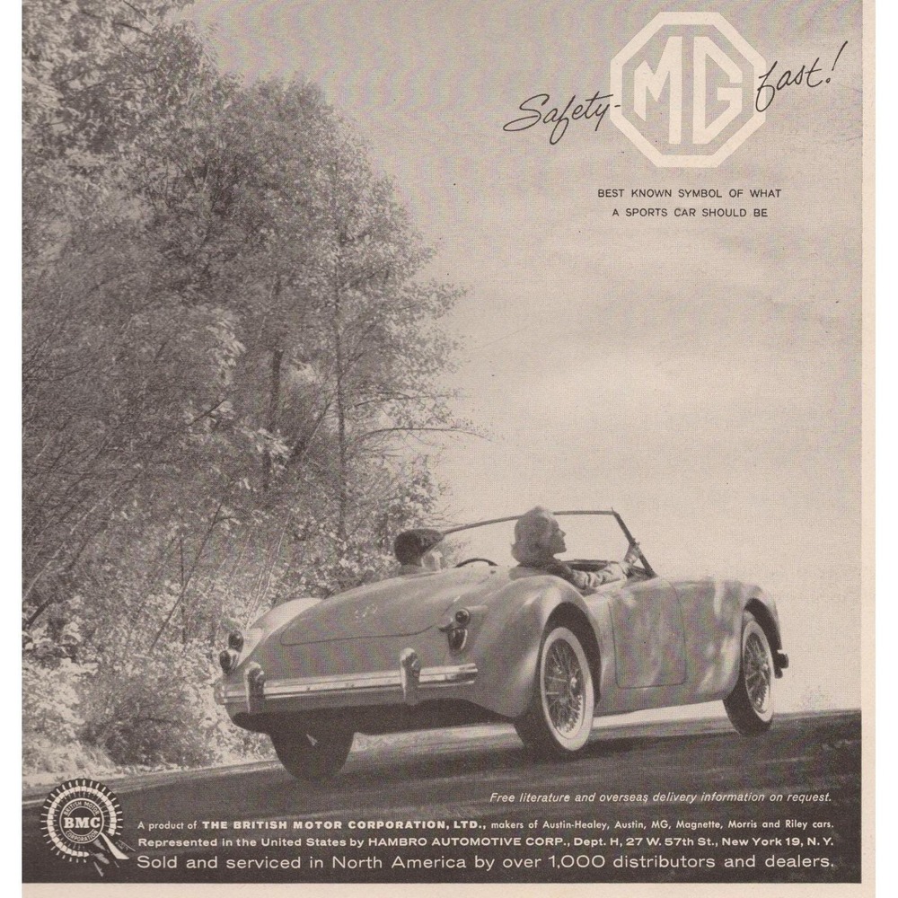 1960 MG Convertible MGA 1600 Poetry in Motion British Mid Century Auto Print Ad